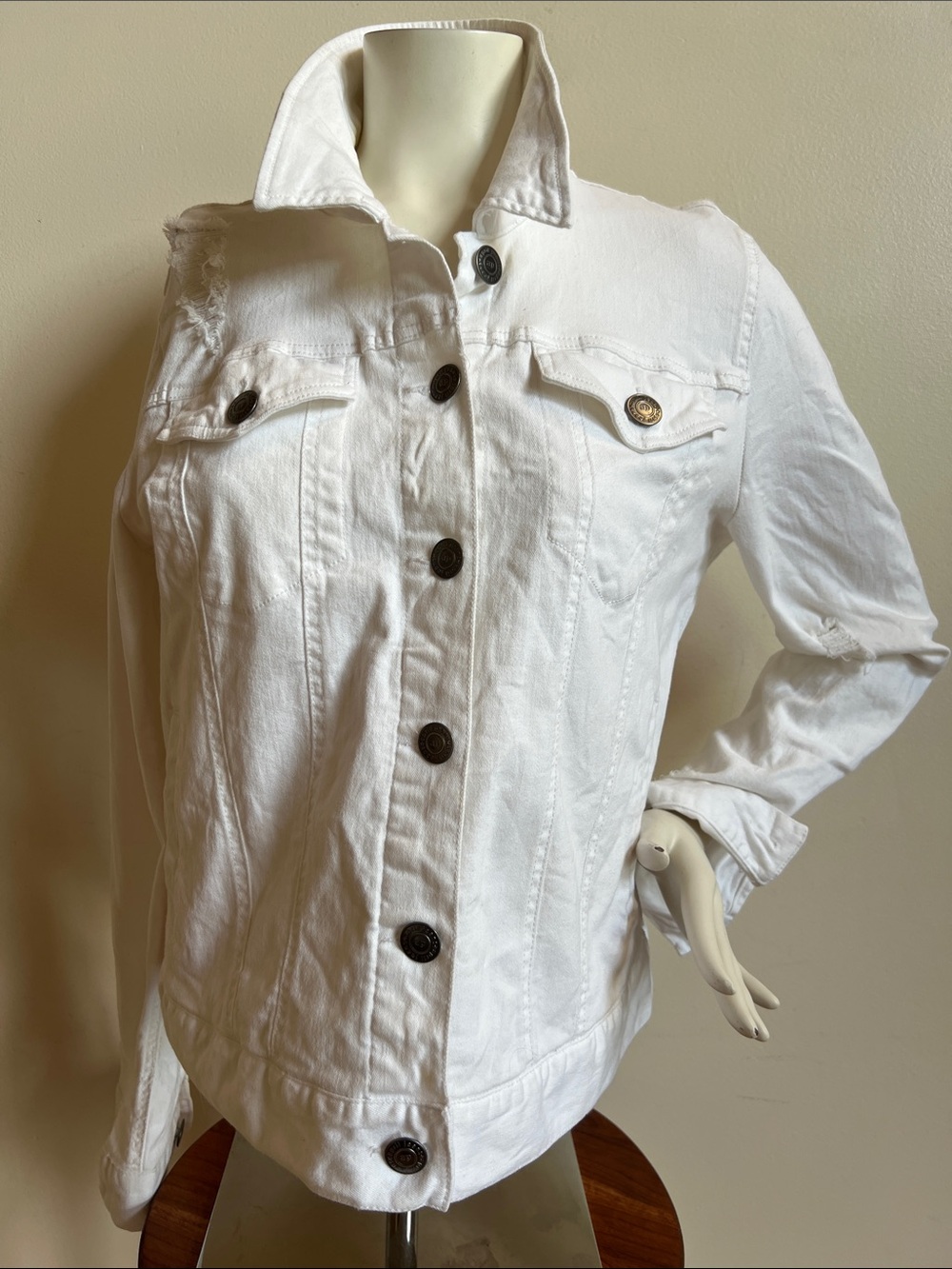 2Sable White distressed Denim Jacket